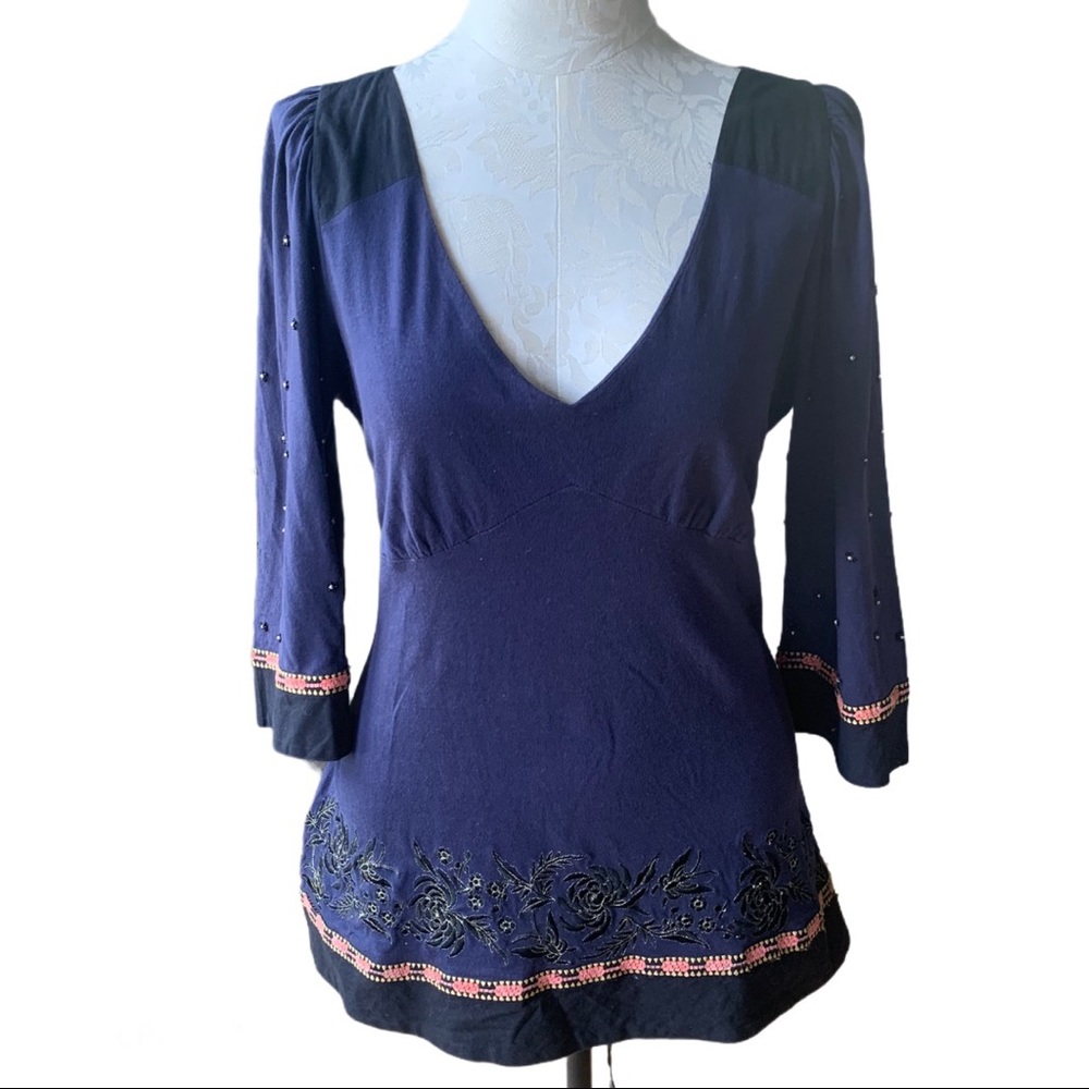 Anthropologie deep V, ribbon tie 🎀